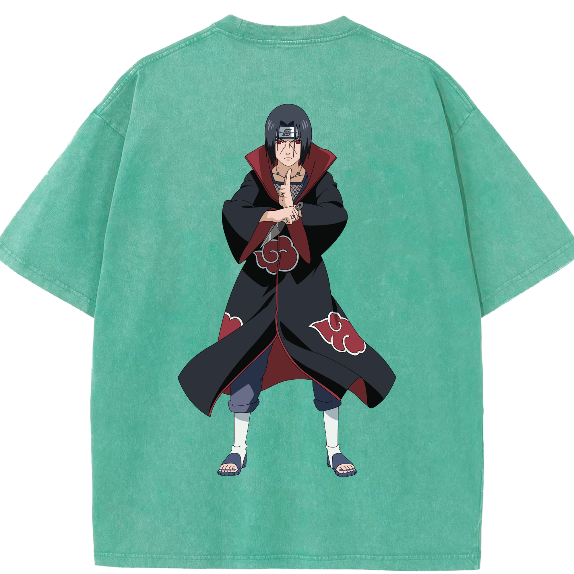 （画像用） NARUTO -ナルト- うちは イタチ Uchiha Itachi 綿100% ヴィンテージ風 半袖Tシャツ（背面プリント）